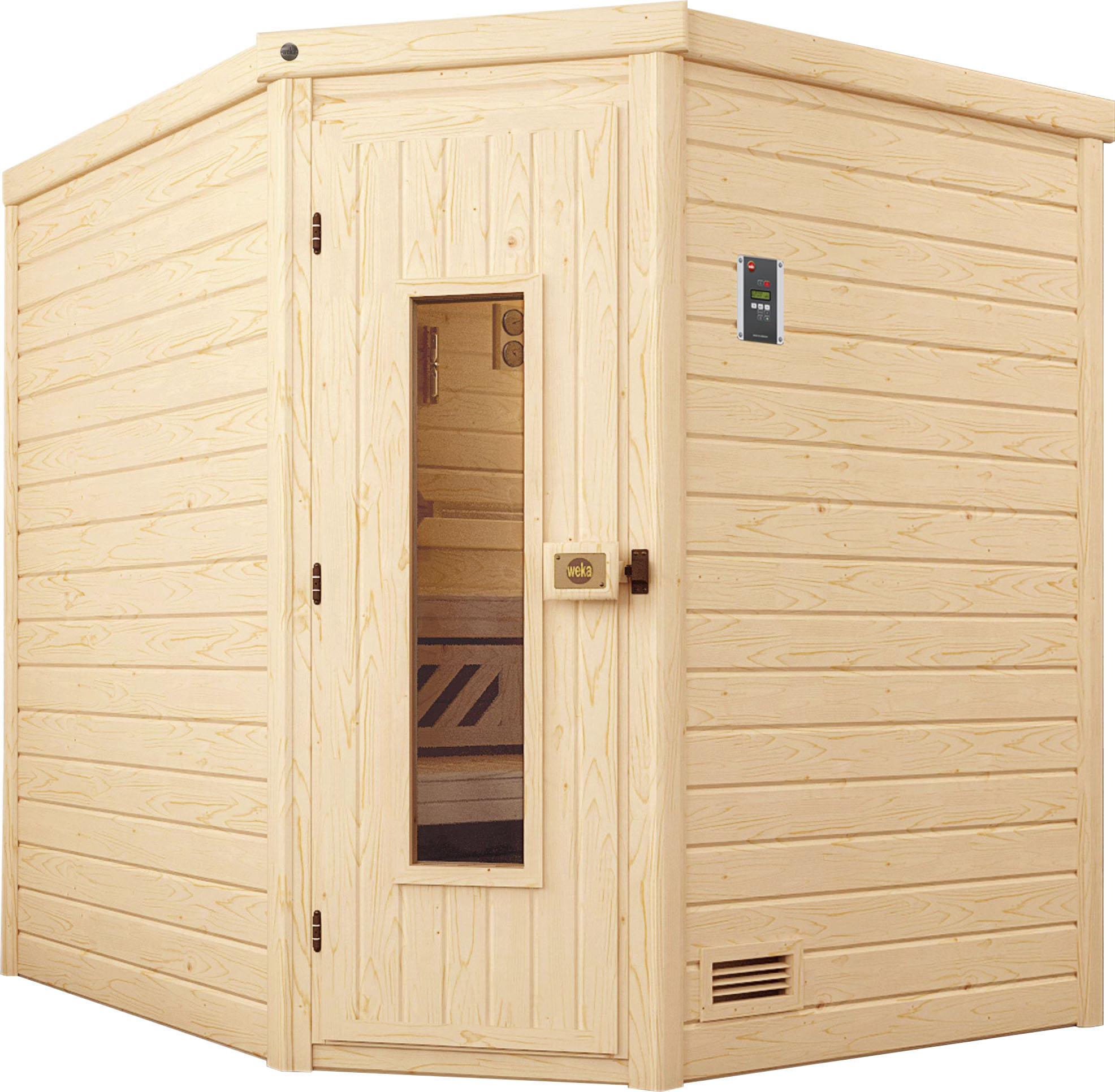 Sauna WEKA "Turku", beige (natur), Bio-Ofen, externe Steuerung, 7,5 kW, Saunen, 7,5 kW Bio-Ofen mit digitaler Steuerung