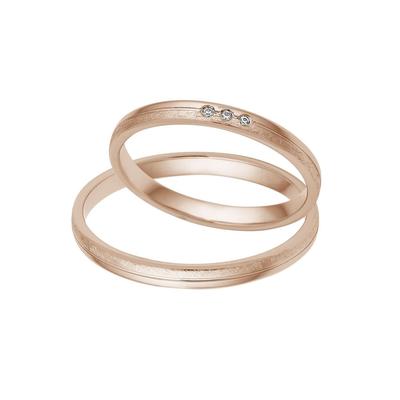 Trauring FIRETTI "Schmuck Geschenk Gold 375 Hochzeit Ehering "LIEBE" Gr. 58, rosa (roségoldfarben), Fingerringe, 58, 0,015 ct SI = kleine Einschlüsse mit Brillanten, Roségold 585, 2,5mm, Rosu00e9gold 585, Made in Germany, wahlweise mit oder ohne... Image