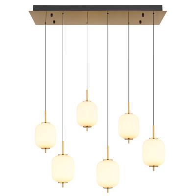 GLOBO LIGHTING LED Pendelleuchte "EWALD", grau (messingfarben), Lampen, Hängelampe/Hängeleuchte/Glas opal/höhenverstellbar/messingfarben Image
