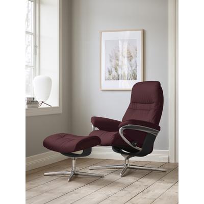 Relaxsessel STRESSLESS "Sunrise", rot (bordeaux batick), B:83cm H:105cm T:74cm, Leder BATICK: BATICK ist ein leicht korrigiertes, durchgefärbtes und genarbtes Möbelleder, bei dem die meisten Unebenheiten und Spuren in der Regel entfernt wurden.,... Image