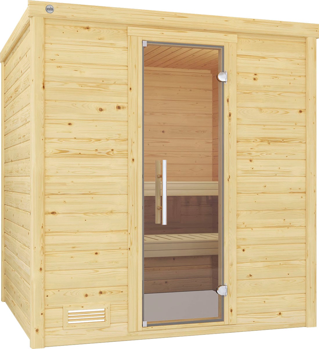 Sauna WEKA "Bergen", beige (natur), Saunaofen, externe Steuerung, 7,5 kW, Saunen, 7,5 kW-Ofen mit digitaler Steuerung