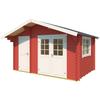 Gartenhaus LASITA MAJA "Keila 28", rot (schwedenrot), Fußboden im Gartenhaus, ohne Dacheindeckung, Holzwerkstoff, Gartenhäuser, Blochbohlenhaus 28mm 2-Raum, Fundamentmass 3800x2500, Schwedenrot