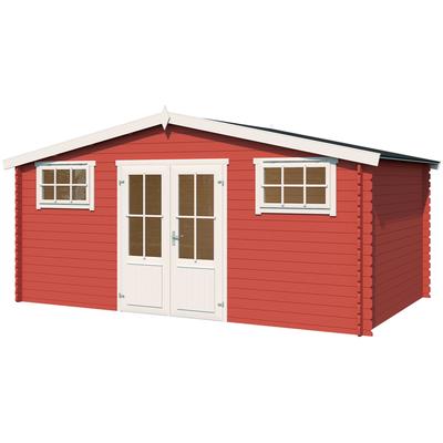 Gartenhaus LASITA MAJA "Washington", rot (schwedenrot), ohne Fußboden, ohne Dacheindeckung, Holzwerkstoff, Gartenhäuser, Blochbohlenhaus 28mm, Fundamentmass 4800x3760, Schwedenrot Image