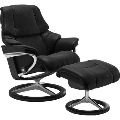 Relaxsessel STRESSLESS "Reno", schwarz (schwarz batick), B:83cm H:100cm T:76cm, Leder BATICK: BATICK ist ein leicht korrigiertes, durchgefärbtes und genarbtes Möbelleder, bei dem die meisten Unebenheiten und Spuren in der Regel entfernt wurden.,... Image