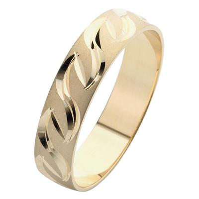 Trauring FIRETTI "Schmuck Geschenk Gold 375 Hochzeit Ehering "LIEBE" Gr. 16,5, gold (gelbgoldfarben), Fingerringe, 16,5, ohne Brillant, Gelbgold 375, 5mm, Made in Germany, wahlweise mit oder ohne Brillant Image