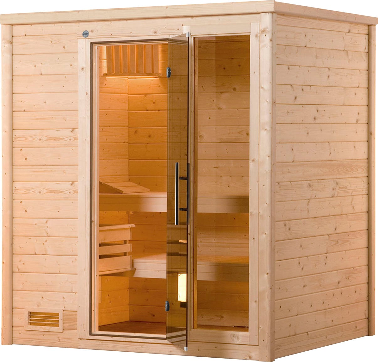 Sauna WEKA "Bergen", beige (natur), Bio-Ofen, externe Steuerung, 7,5 kW, Saunen, 7,5 kW Bio-Ofen mit digitaler Steuerung