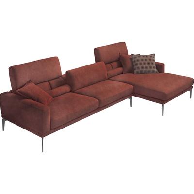 Ecksofa EGOITALIANO "Masu, Design trifft sensationellen Sitzkomfort", rot (marsala), B:277cm H:95cm T:157cm, Luxus-Micofaser Lederoptik (100% Polyester) ist ein neues technisches Gewebe mit einem visuellen und taktilen Aspekt, der dem Nubuk sehr... Image