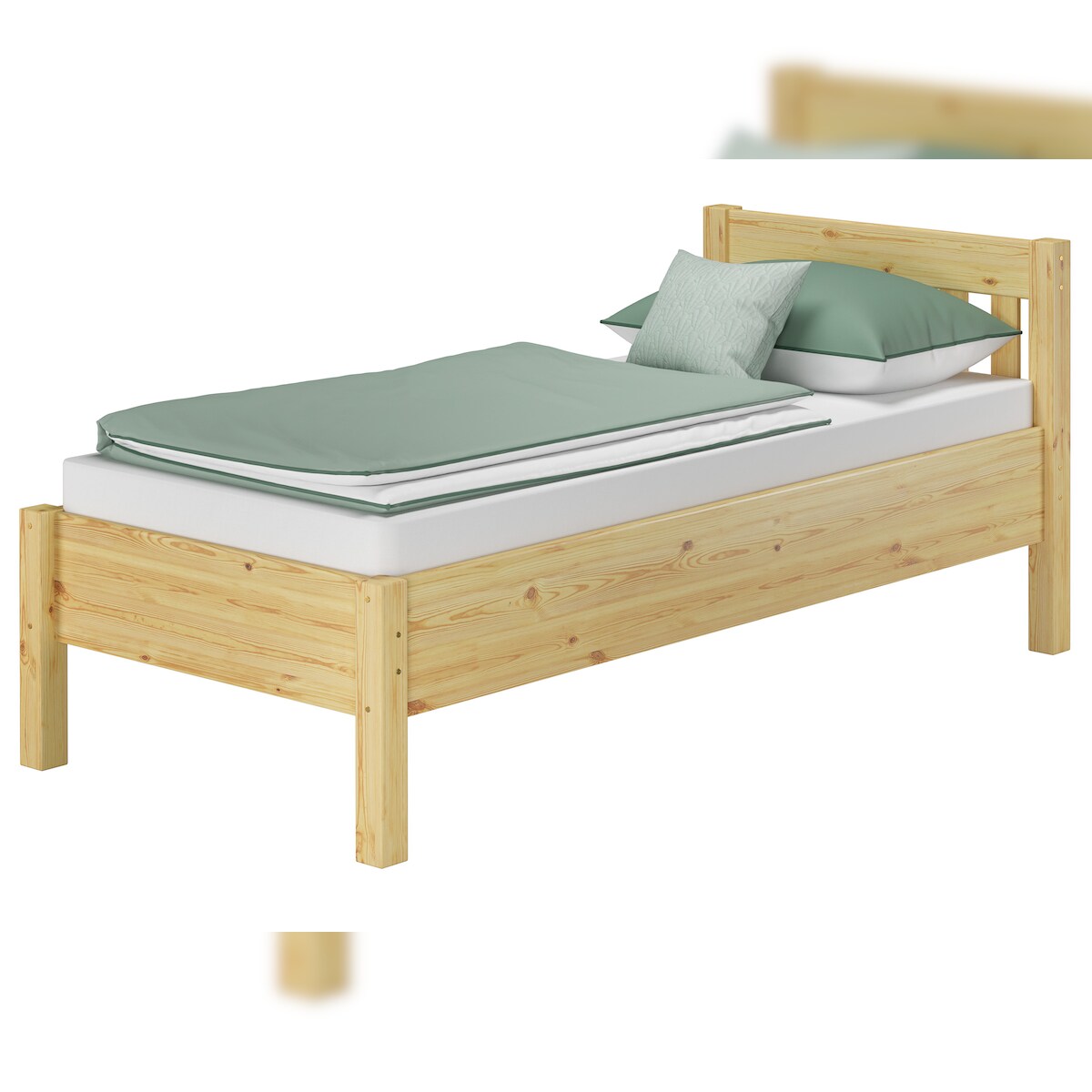 Erst-Holz Hohes Holzbett 90x200 Kiefer natur Seniorenbett Einzelbett Zubehör wählbar V-60.55-09 Rollrost inkl. Image