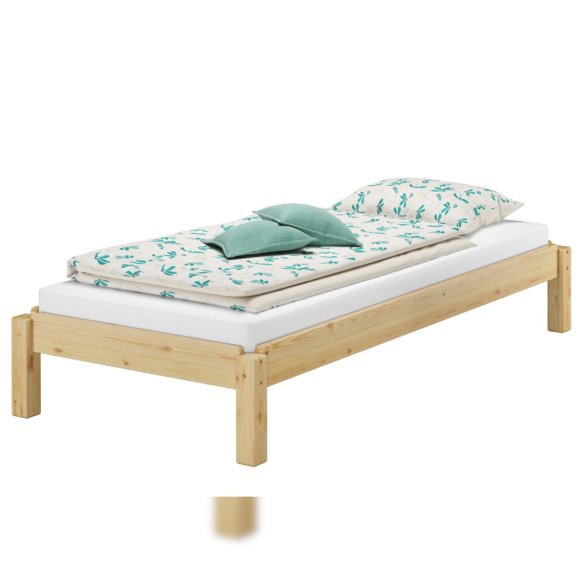 Erst-Holz Kurzes Stapelbett 90x190 stapelbare Liege Kiefer Massivholzbett V-60.48-09-190 ohne Zubehör Image