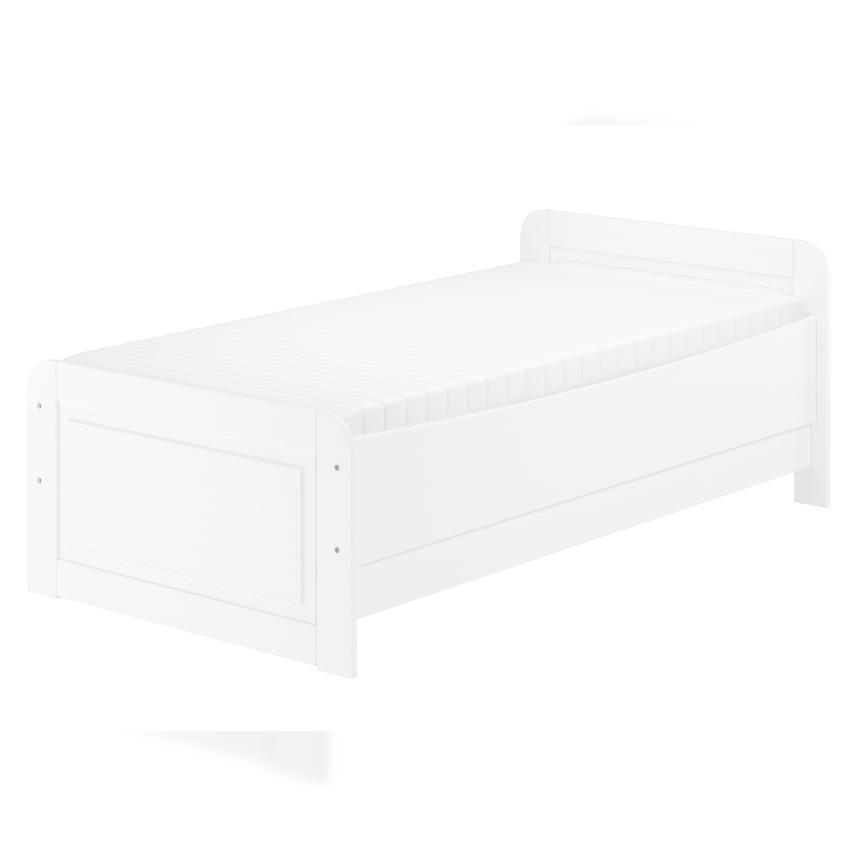 Erst-Holz Weißes Einzelbett extra hoch 100x200 Zubehör wählbar V-60.42W-10 Federleisten und Matratze Image