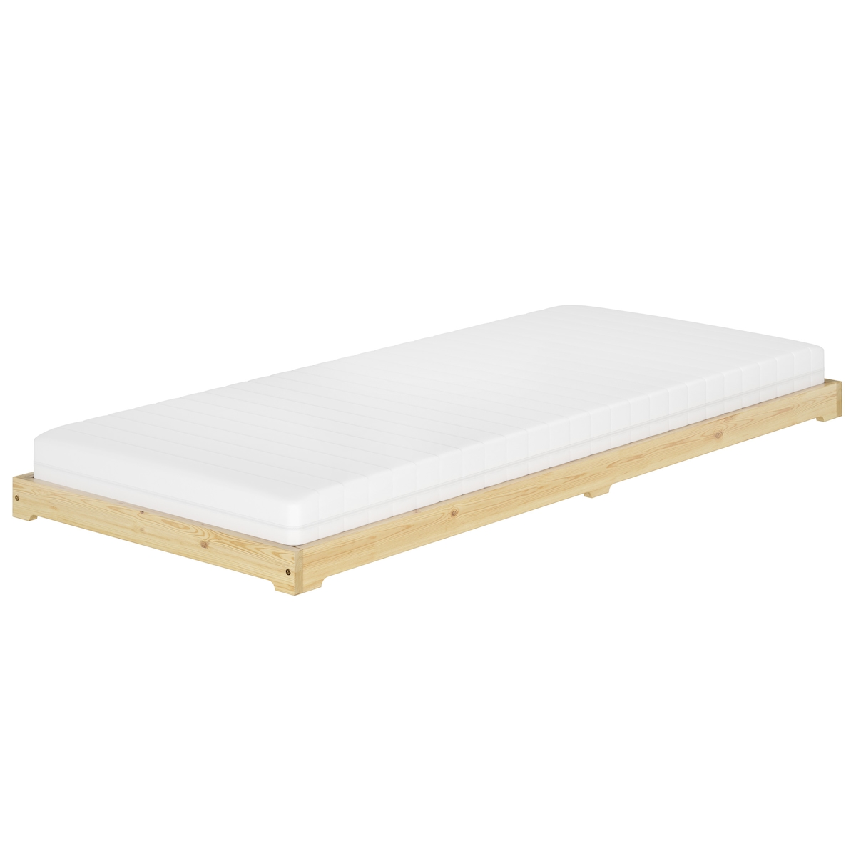Erst-Holz Niederflurbett extra niedriges Bettrahmen Futonbett 100x200 Kiefer klar lackiert V-60.47K-10 Rollrost und Matratze inkl. Image