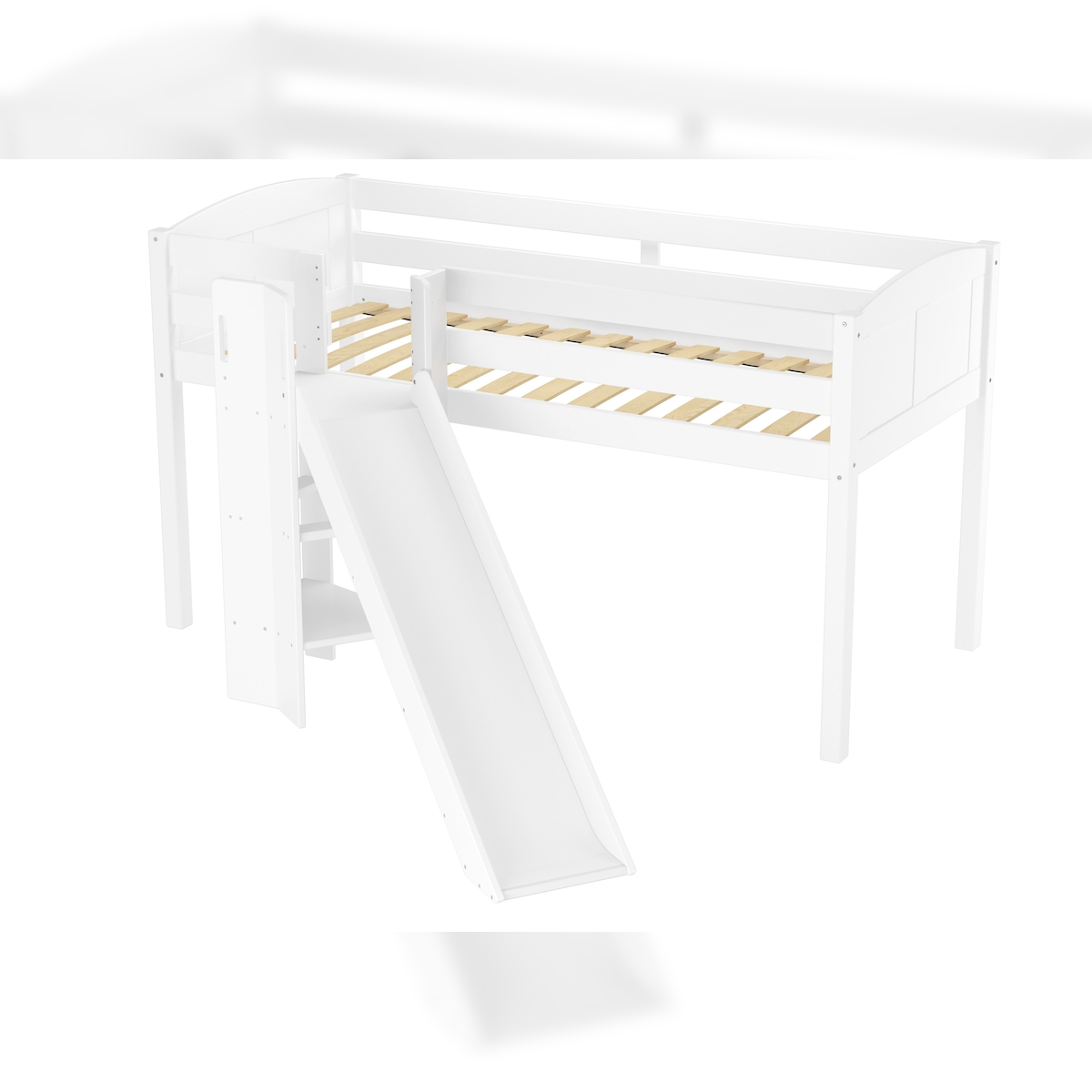 Erst-Holz Schönes Spielbett für Kinder mit Rutsche 90x200 Kiefer weiß V-60.21W-09 Federleisten Image