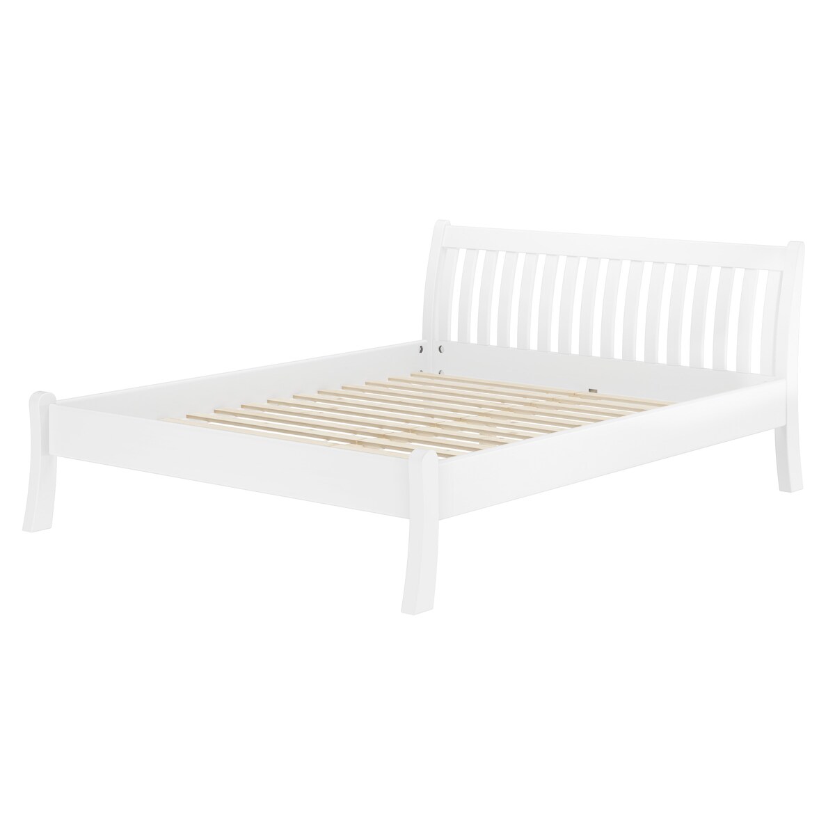 Erst-Holz Gästebett Doppelbett Echtholzbett 160x200 hohe Sitzkante Kiefer massiv weiß V-60.61W-16 Rollrost inkl. Image
