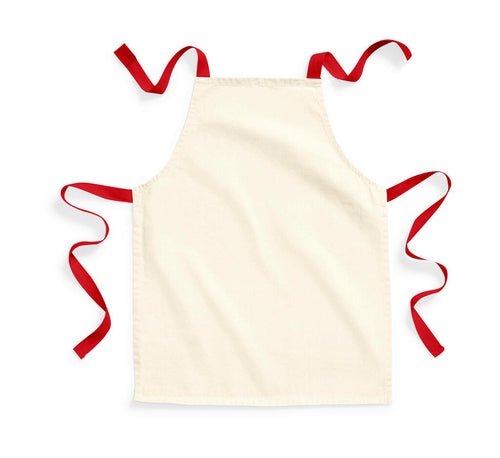 FairTrade Cotton Junior Craft Apron: One Size / Natural/Classic Red Image