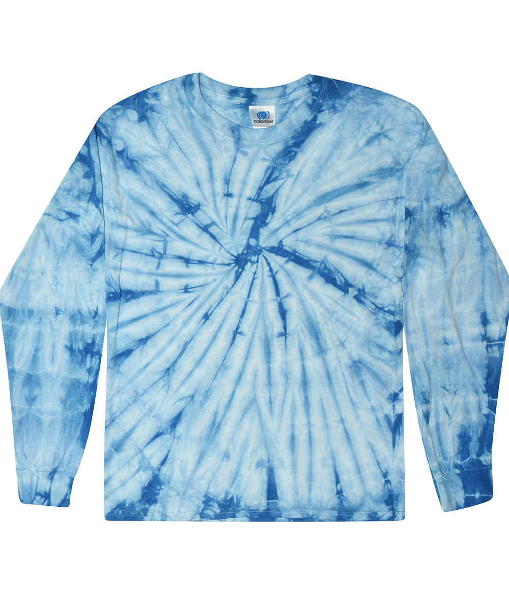 Tie-Dye CD2000Y Youth Long Sleeve Tie Dye Top in Spider Baby Blue size M 10-12 2000Y, T2000Y