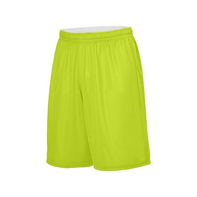 Augusta Sportswear 1407 Youth Reversible Wicking Shorts in Lime/White size Large | Polyester