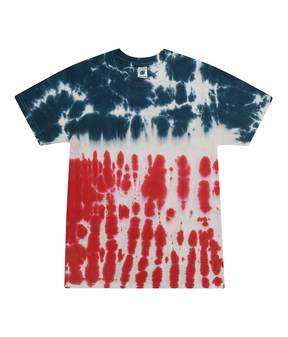 Tie-Dye CD100Y Youth Tie Dye Top in Flag size XS | Cotton