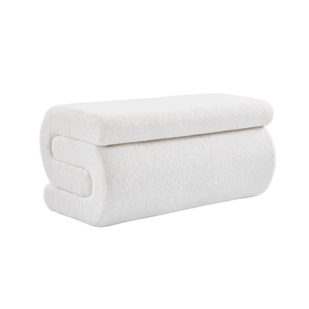 Banc design revêtement bouclette crème 1-2 places