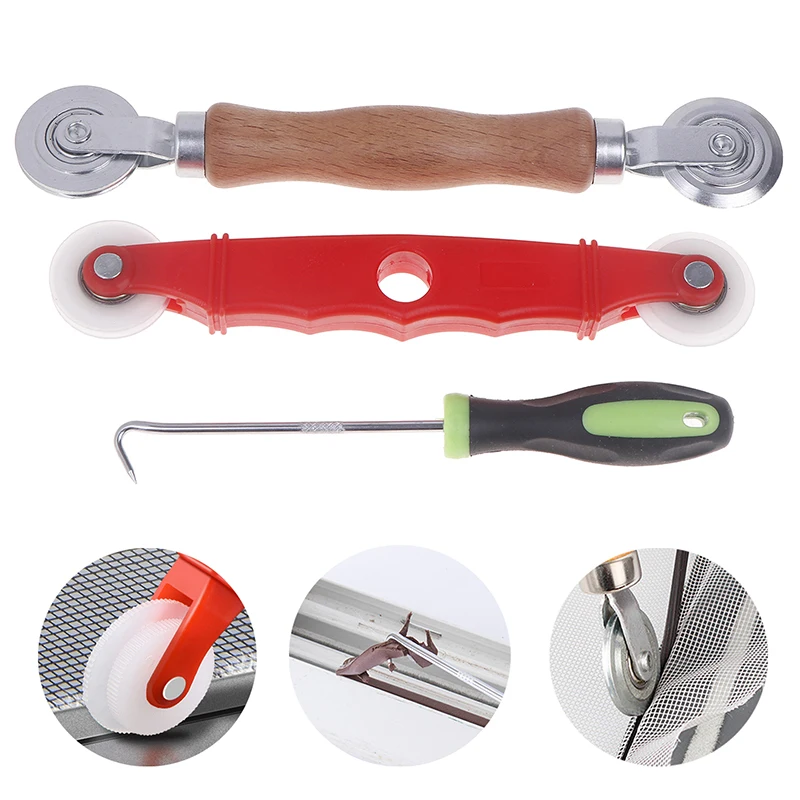 3Pcs Bildschirm Tür Mesh Drücken Rad Kit Fenster Installieren Werkzeuge Drücken Bildschirm Pulley Roller Reparatur Werkzeuge Fenster Bildschirm Zubehör