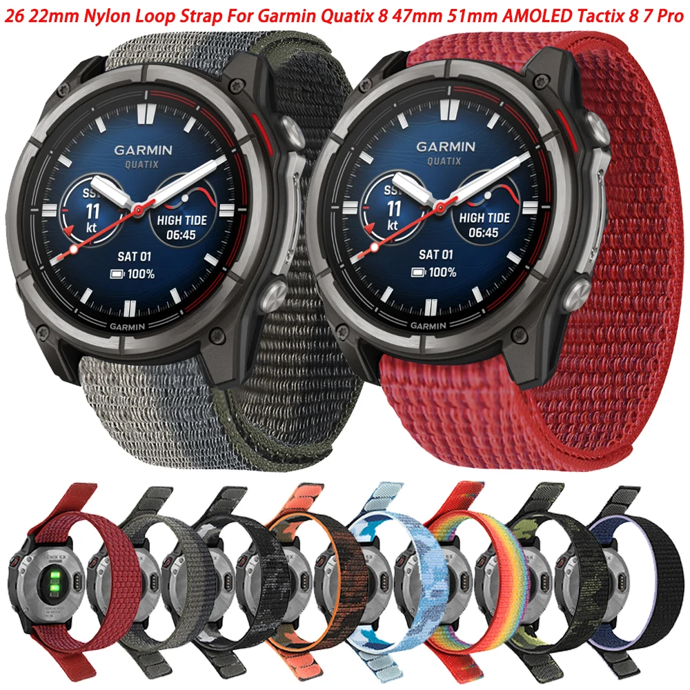 QuickFit 22 mm 26 mm Nylon-Schlaufenarmband für Garmin Quatix 8 47 mm 51 mm AMOLED-Armband für Garmin Enduro 3/Tactix 8 geflochtenes Armband Image