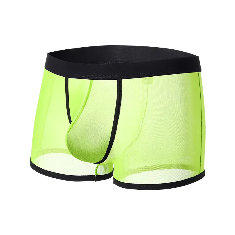 Sexy männer Unterwäsche Ultra Dünne Mesh Atmungsaktive Boxer Shorts Cuecas Mid-rise Quick Dry Höschen U Ausbuchtung Beutel männlichen Unterhose Image