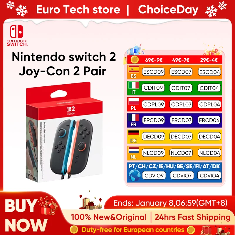 Joy-Con 2 Paar – Hellblau/Hellrot HK, kompatibel mit Nintendo Switch 2 Hall-Effekt-Joystick, magnetischer Verbindung, Mausmodus Image