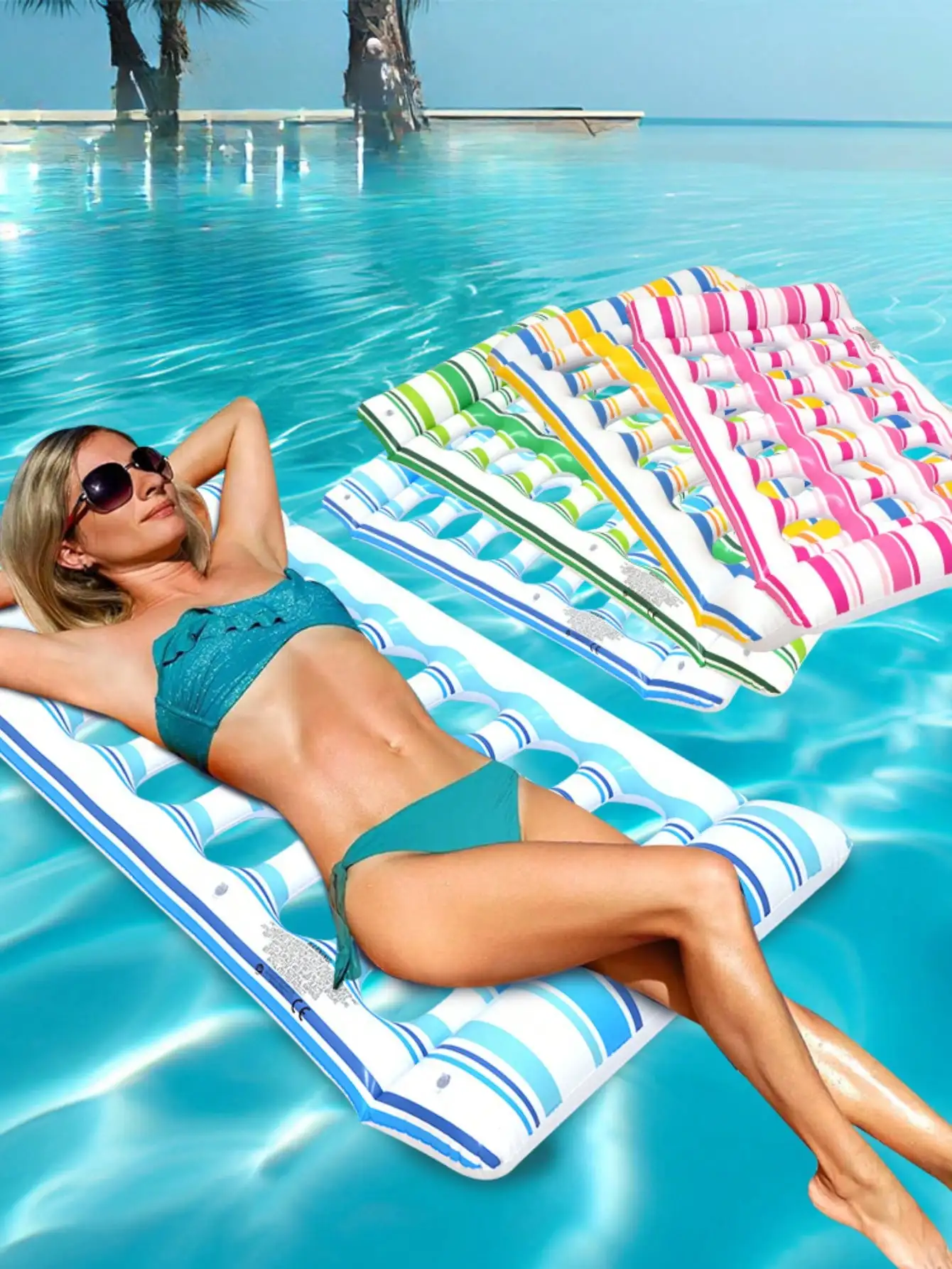 Aufblasbare Wasser Schlafen Bett PVC Schwimmende Liege Luft Matratze Wasser Hängematte Float Sonnenliege Schwimmbad Home Zubehör Image