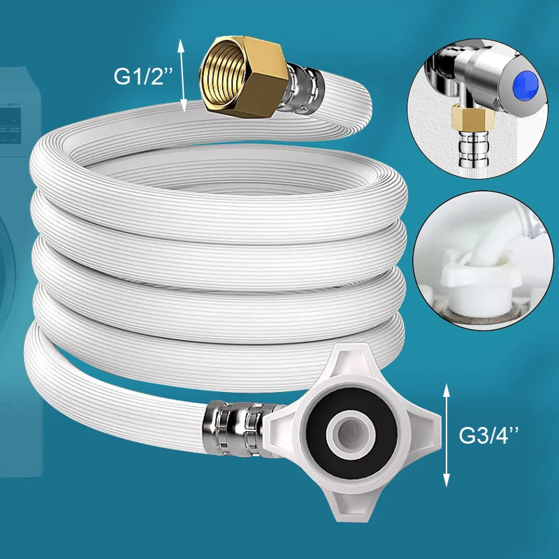 80/100/150/200/300/500cm Long Explosion-Proof Washing Machine Hose G1/2-G3/4 Inch Water Inlet Flexible Pipe Bathroom Plumbing
