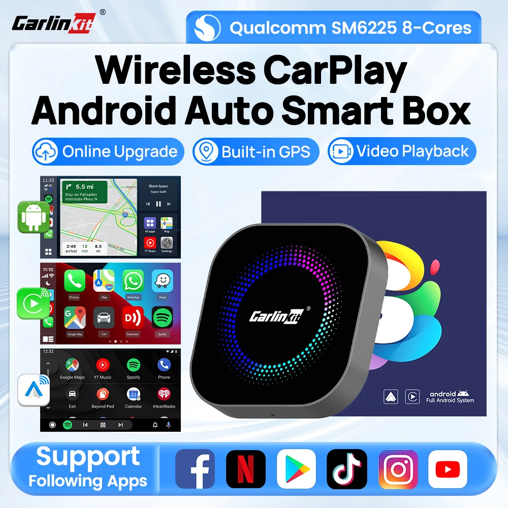 CarlinKit Tbox S2F Android Auto Wireless CarPlay TV Box Android 13 Wifi 5GHz 8G 128G AI Box for Youtube Netflix Audi CarPlay Car