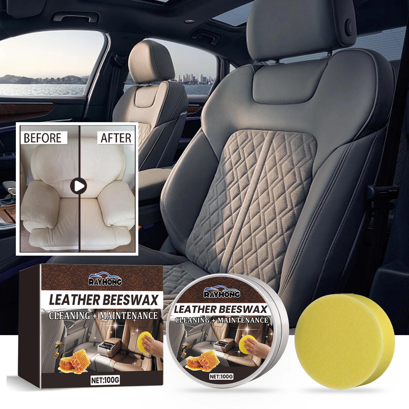 Rayhong Auto-Lederpflegecreme, Sitz, Sofa, beschädigte Lederpflege, Auto-Reinigung, Sanierung, Reparaturcreme Image