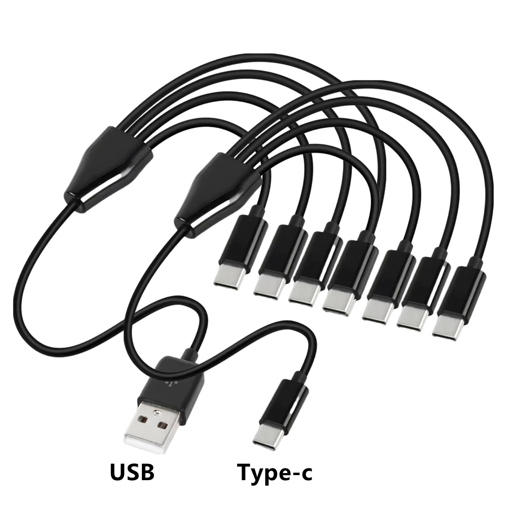 6-in-1 Typ C 1 bis 2 3 4 6Splitter-Kabel USB A 2,0 bis 6 Micro-USB/Typ C Datensynchronisierungs-Ladekabel für Telefon-Tablet-Pad Image