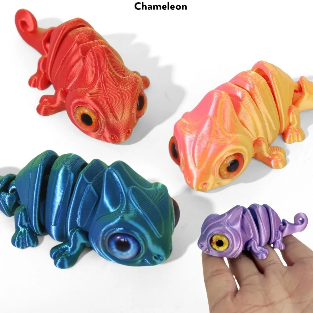 3D-Druck Mini Chamäleon Figuren Mehrgelenkige bewegliche Simulationsaugen für Wohnaccessoires Kinderspielzeug Geschenk Wohnzimmer Dekoration Image