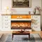 Fireplace TV Stand ,for 75 Inch TV, 3-Side Glass Fireplace Entertainment Center, 70 Inch Farmhouse Television Stands Stand