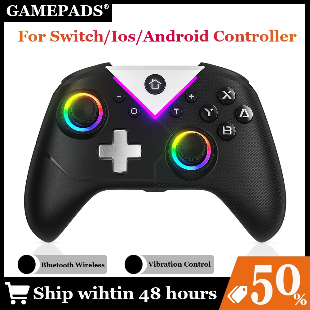 617 kabelloser PC-Gaming-Controller, mit RGB-LED-Licht, kompatibel mit Nintendo Switch/Handy/Android Gamepad Joystick Image