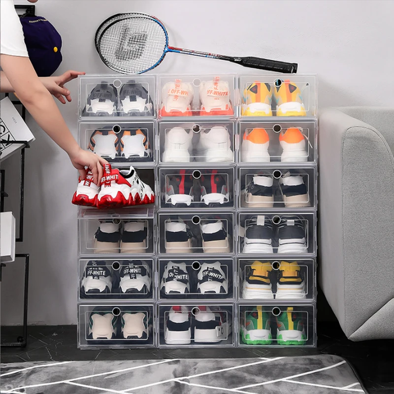 6 teile/satz Antioxidans schuh schrank Hohe Transparente hausschuhe turnschuhe lagerung schuhe box staubdicht schuh veranstalter box