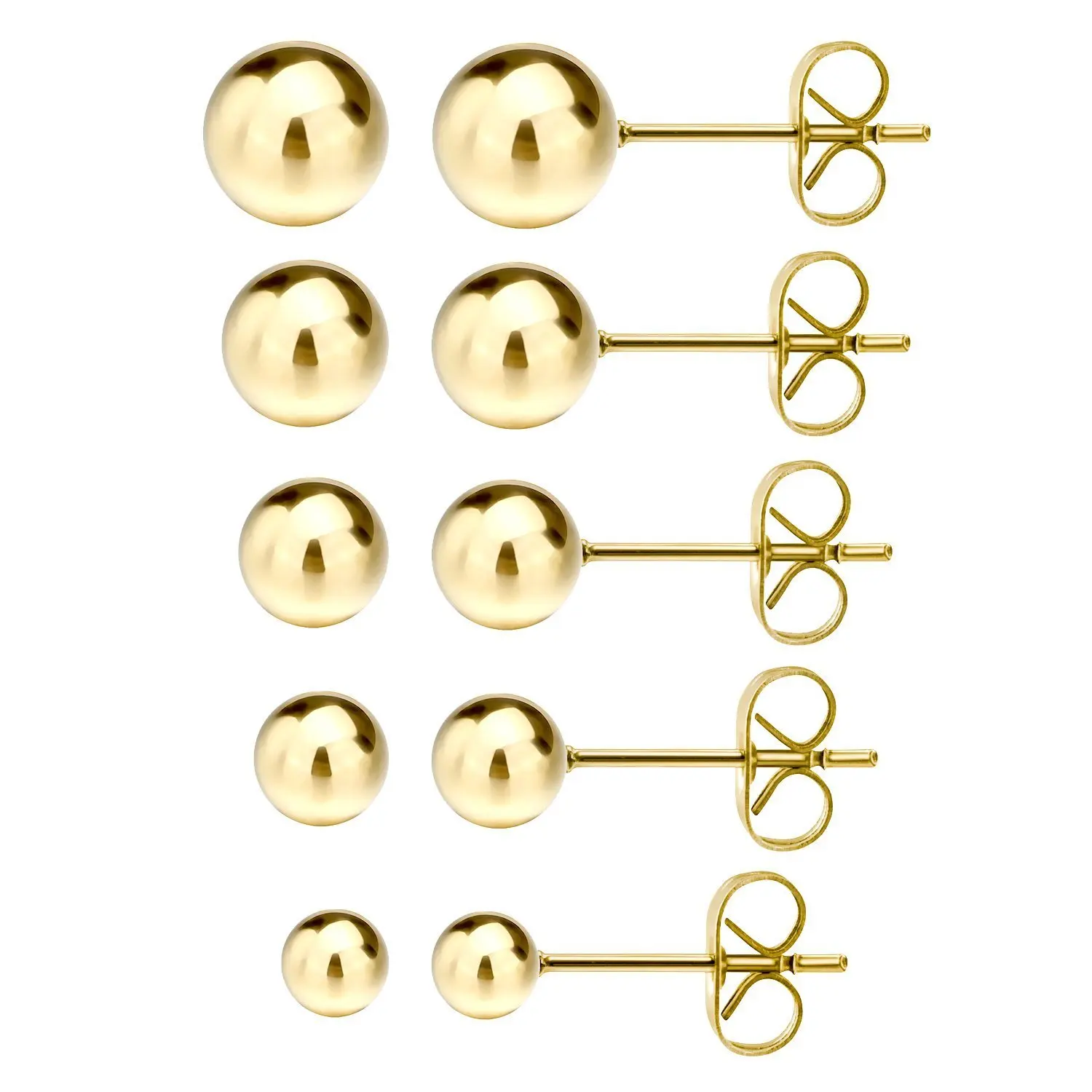 5pairs / 8pairs Mode einfache Kugel Ohrringe 316L Chirurgischer Stahl Ohrringe Runde Kugel Stud Ohrringe Set für Frauen Männer 2-10mm Image