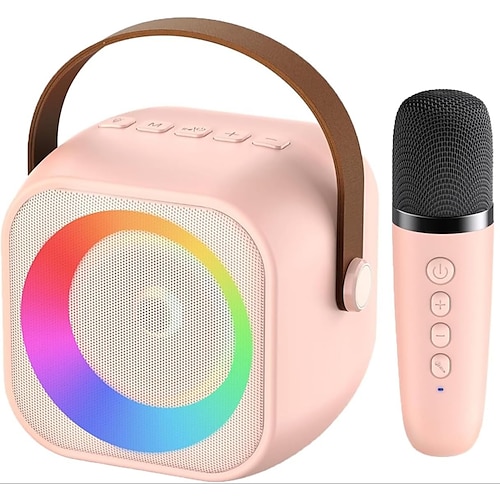 Mini mic pro mini karaoke machine per bambini e adulti, altoparlante portatile bluetooth con 1/2 microfoni wireless, giocattoli e regali di compleanno per ragazze