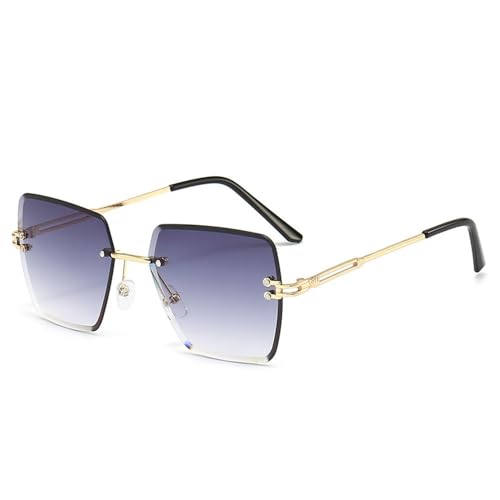EGHFIXSD Fashion Oversized Rimless Sunglasses Women Design Sexy Lady Summer Style Sun Glasses,Gold frame gradual gray,One size