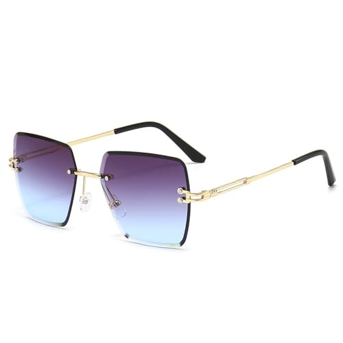 EGHFIXSD Fashion Oversized Rimless Sunglasses Women Design Sexy Lady Summer Style Sun Glasses,gold frame gray,One size