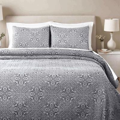 Enzy Matelasse Bedspread Set, California King, Charcoal