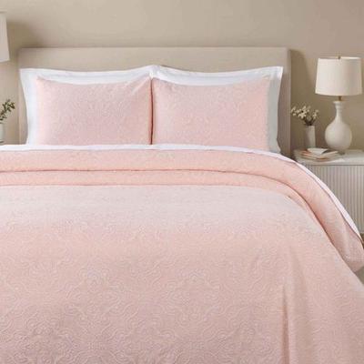 Enzy Matelasse Bedspread Set, King, Pink