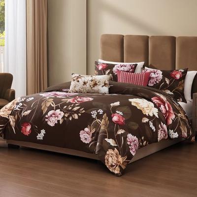 Floral Garden Comforter Bed Set Chocolate, King, Chocolate