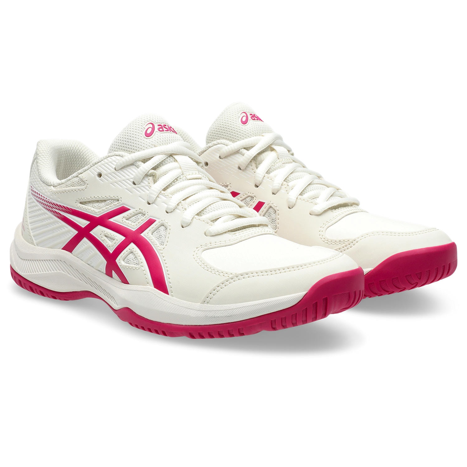 Tennisschuh ASICS "COURT SLIDE 4", Damen, Gr. 39,5, cream, bright rose, Synthetik, Schuhe, Multicourt-Schuhe