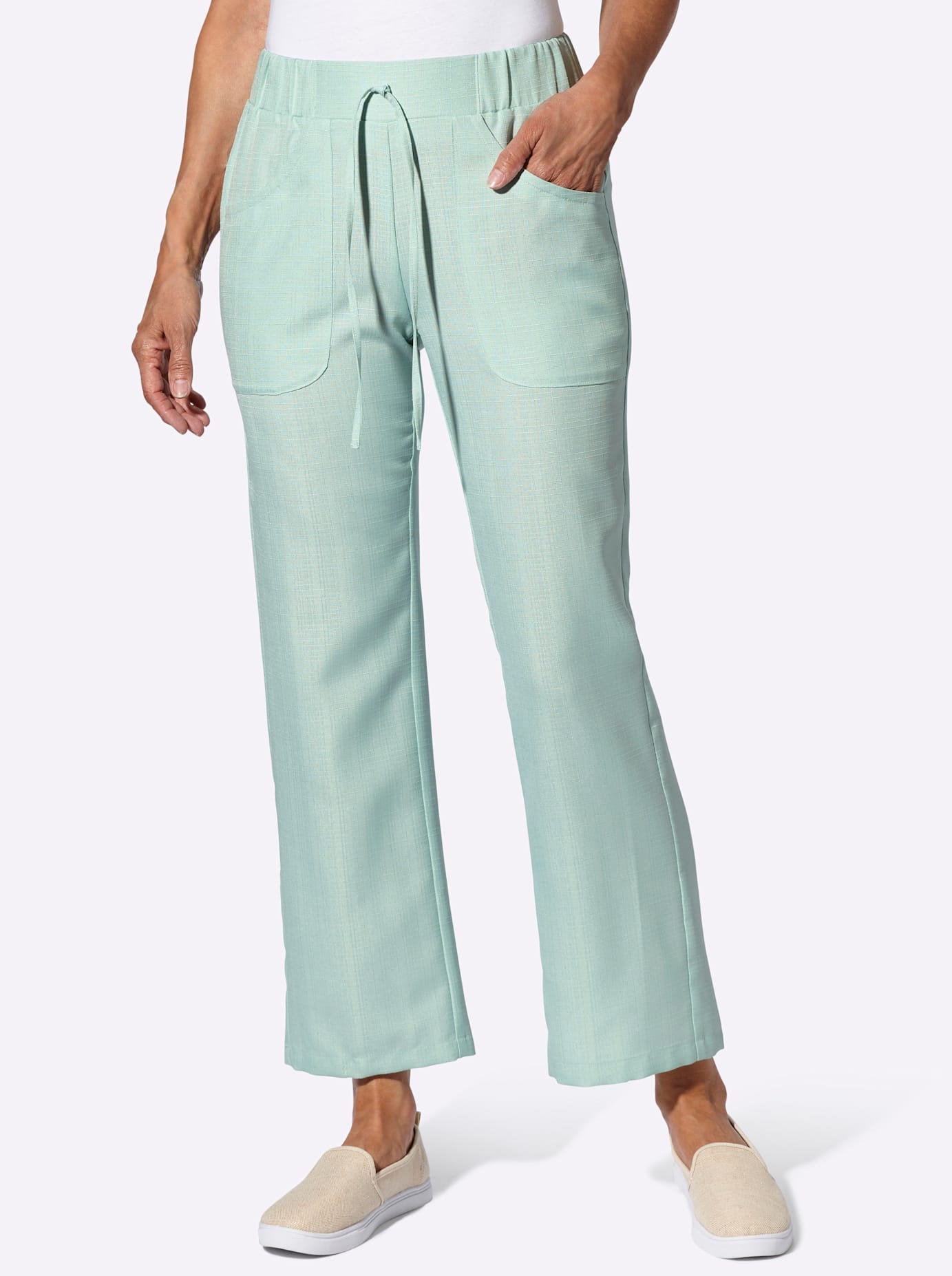 Schlupfhose CLASSIC BASICS, Damen, Gr. 54, Normalgrößen, grün (kalkmint), 100% Polyester, unifarben, Hosen Schlupfhose