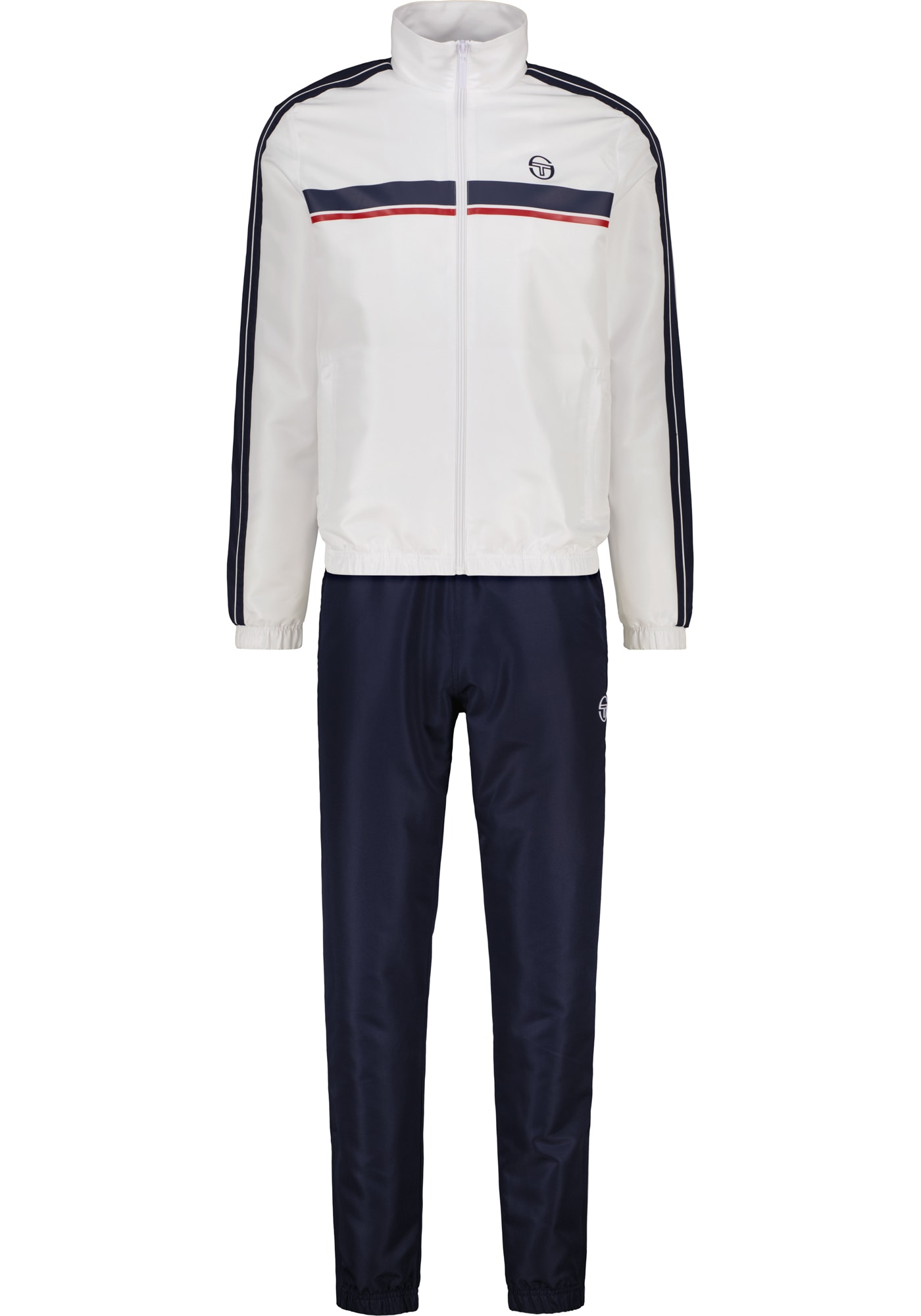 Trainingsanzug SERGIO TACCHINI "AGAVE 025 TRACKSUIT Herren", Jungen, Gr. L, blau (navy, weiß), 100% POLYESTER, slim fit, Sportanzüge Trainingsanzug, Trainingsanzug Herren, Tracksuit, Retro, Outdoor, Jogging, Streetwear