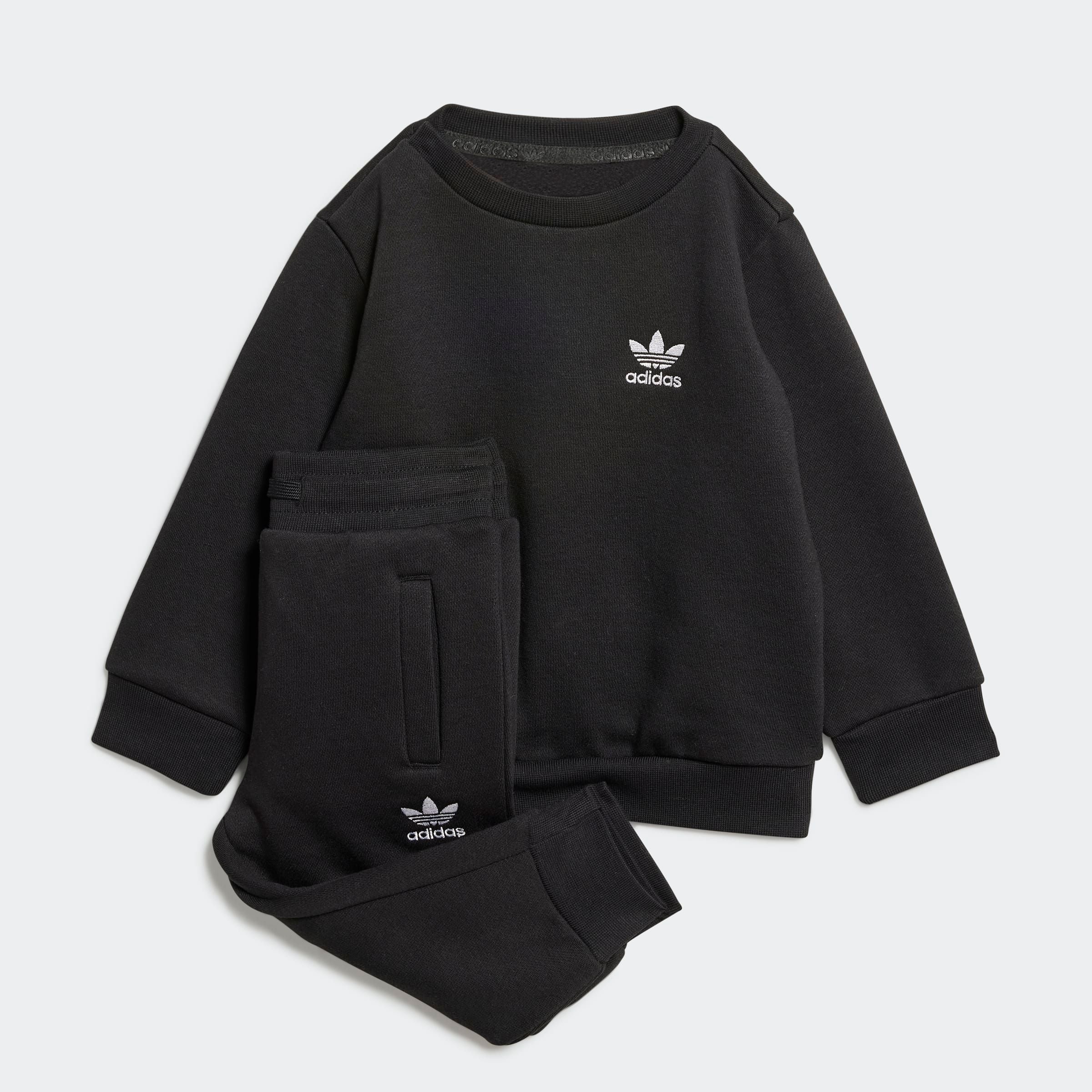 Trainingsanzug ADIDAS ORIGINALS "TREFOIL CS", Kinder, Gr. 98, schwarz, Obermaterial: 70% Baumwolle, 30% Polyester, Sportanzüge Image