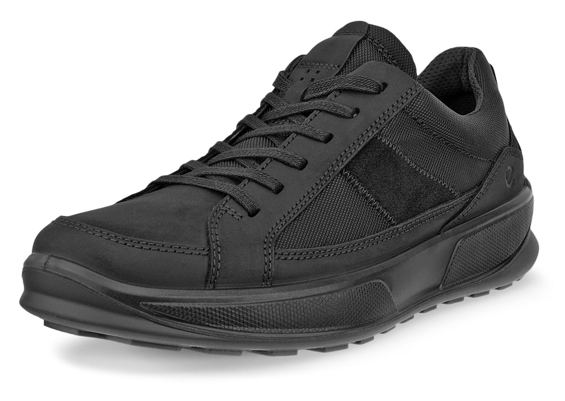 Sneaker ECCO, Herren, Gr. 45, schwarz, Leder, Textil, Sportlich, Schuhe, Halbschuh, Freizeitschuh, Schnürschuh mit softem Schaftrand