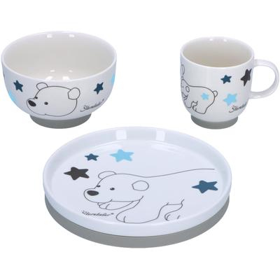 Kindergeschirr-Set STERNTALER "Eisbär Elia", Baby, Gr. 3 tlg., weiß, Porzellan, Silikon, Geschirr-Sets Image