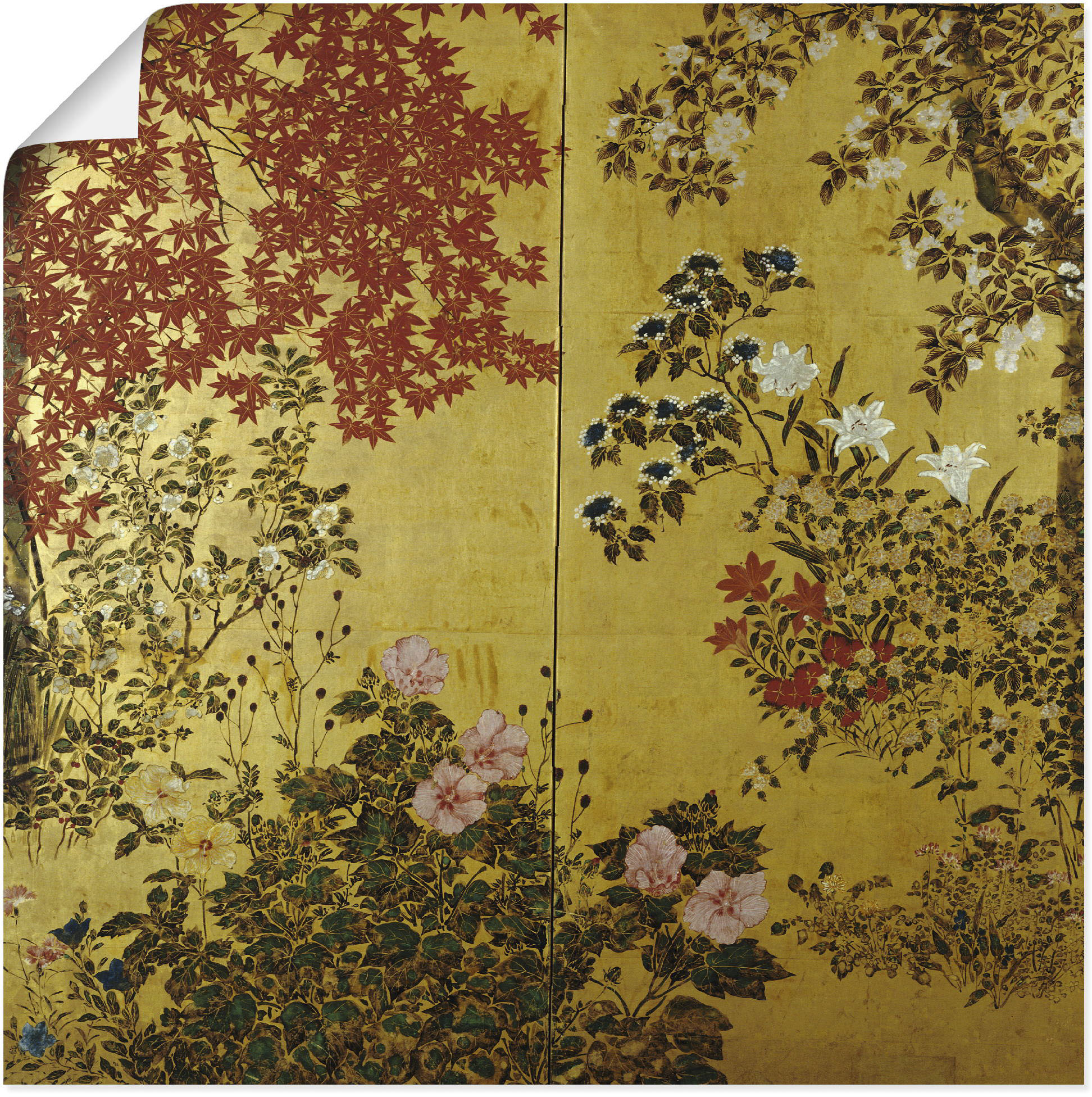 Wandbild ARTLAND "Japanischer Wandschirm 18. Jahrhundert", bunt (farbe bild(er): bunt), B:40cm H:40cm, Papier, Bilder, als Leinwandbild, Poster, Wandaufkleber in verschied. Größen Image