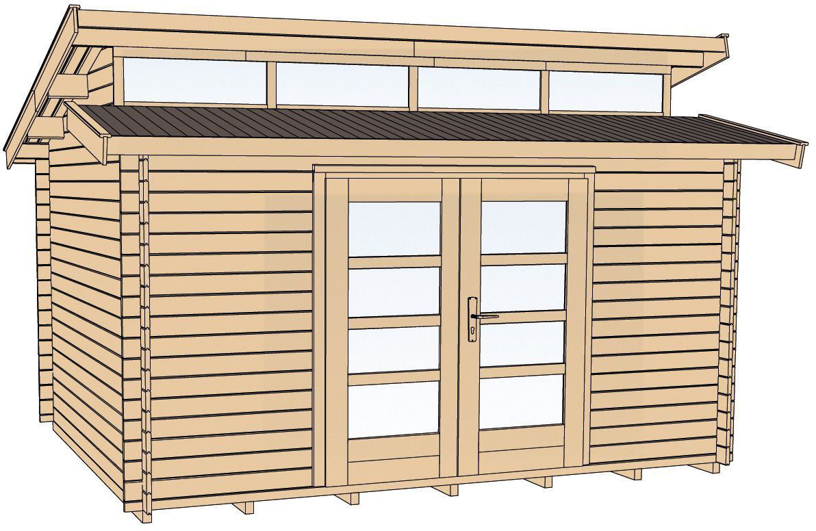 Gartenhaus WEKA "158 Gr.2, 28 mm", beige (naturbelassen), Fußboden im Gartenhaus, ohne Rück- und Seitenwand, ohne Dacheindeckung, Massivholz, Gartenhäuser, Gartenhaus